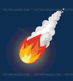 Flying Meteor. Fireball with smoke. Flying Comet - vector ...