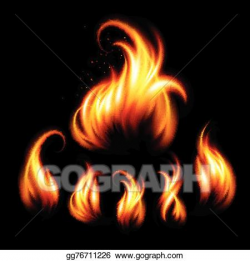 Vector Clipart - Set of realistic fire. vector illustration ...