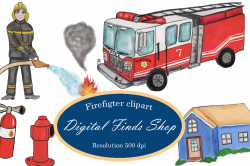 Firefighter clipart, fireman clipart, fire truck clipart PNG