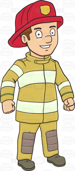 A Happy And Confident Firefighter In Uniform #adult ...