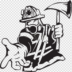 Firefighter Text Sticker Line art Silhouette, fireman ...