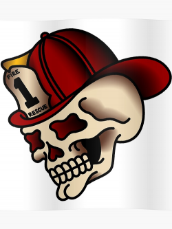 Traditional Firefighter Skull | Poster