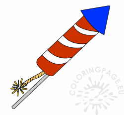 Red And White Striped Firework Rocket clipart – Coloring Page