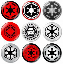 9 x Star Wars Empire 32mm BUTTON PIN BADGES Symbol Logo Imperial First Order