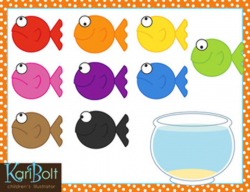 Cat wants Colorful Fish Clip-Art by Kari Bolt Clip Art | TpT