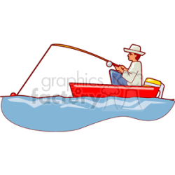 Man fishing from a small red boat clipart. Royalty-free clipart # 168867