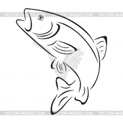 Trout, fish, fishing, logo, sticker label - vector clipart