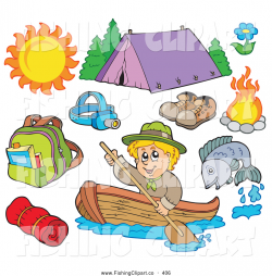 Clip Art of a Digital Collage of Summer Recreation and Camping ...