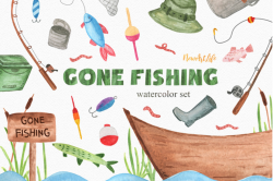 Fishing Watercolor Clipart Set By NewArtLife | TheHungryJPEG.com