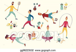 Vector Illustration - People sport activities dieting ...