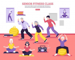 Senior Fitness Class Flat Poster - Download Free Vectors ...