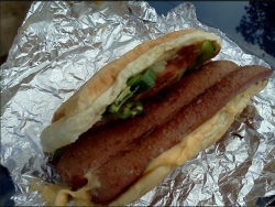 GrubGradeReview: Bacon Cheese Dog from Five Guys