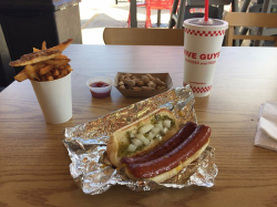 Kosher Hot Dog w/ Cajun Fries - Picture of Five Guys ...