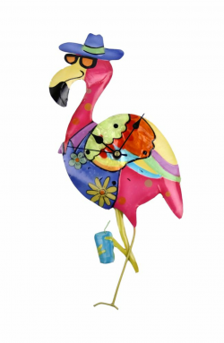 Metal Drinking Beach Flamingo Clock