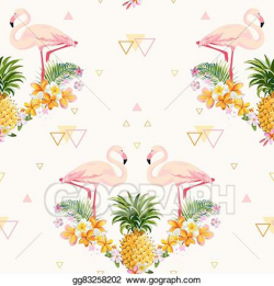 Vector Stock - Geometric pineapple and flamingo background ...