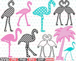 Flamingo Chevron Monogram SVG Silhouette clipart Studio3 cameo vinyl Diy  36sv