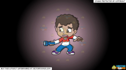 Clipart: A Scared Black Boy Holding A Flashlight In The Dark on a Pink And  Black Gradient Background