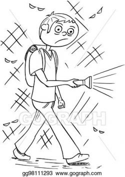 Vector Clipart - Cartoon illustration of boy holding a ...