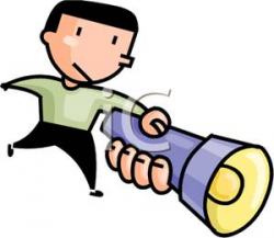 Free clipart image a man holding a flashlight in his hand ...