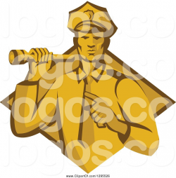 Logo of Retro Male Police Officer or Security Guard Shining ...