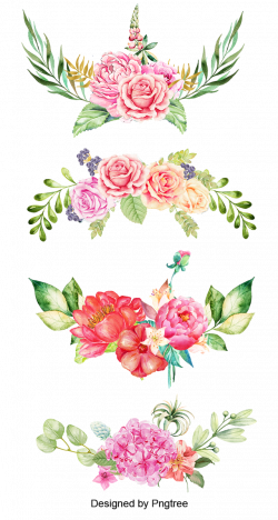 Watercolor Flowers Border, Watercolor Clipart, The Bottom, Pink ...