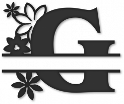 Flower monogram picture black and white - RR collections