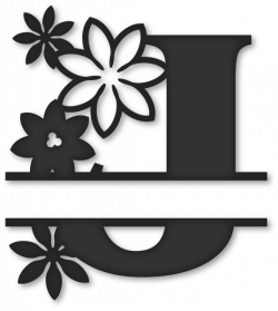 Flower monogram picture black and white - RR collections