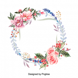 Beautiful Hand Paint Watercolor Floral Wreath, Flower, Wreath, Red ...