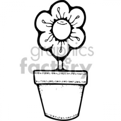 black and white daisy flower pot clipart. Royalty-free clipart # 406992