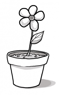 Flower Pot Clipart Black And White