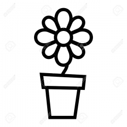 Black And White Flower Pot Clipart