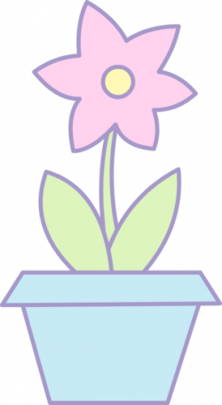 Cute Pink Flower in Blue Pot - Free Clip Art - Clip Art Library