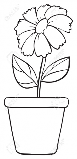 Flower Pot Clipart Outline