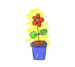 Simple Handmade Drawing Of A Flower Pot Royalty-Free Stock ...