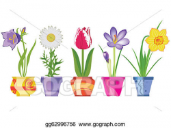 Stock Illustration - Spring flowers in pots. Clip Art ...