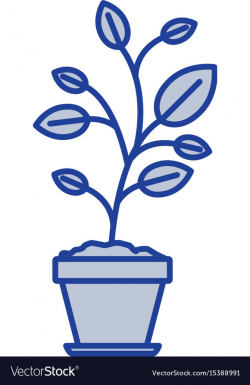 Blue silhouette of plant in flower pot