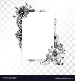 Hand drawn vintage flower frame on transparent