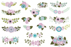 Mint violet green wedding flowers clipart, Rustic floral elements