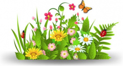 spring flower grass art background | Borders | Butterfly clip art ...