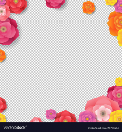 Spring border with flowers transparent background
