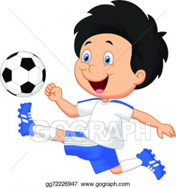 Vector Stock - Cartoon boy playing football. Clipart Illustration ...