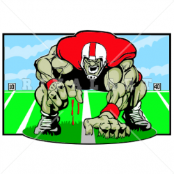 Sports Clipart Image of Color Football Player Graphic Field ...