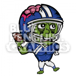 Angry Football Player Zombie Vector Cartoon Clipart