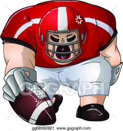 Vector Art - Red white football player kneels and holds ball ...