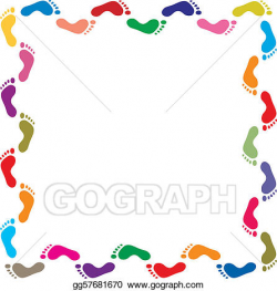 Clip Art Vector - Colorful footprints border. Stock EPS gg57681670 ...