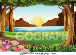 Vector Art - A river at the forest. Clipart Drawing ...