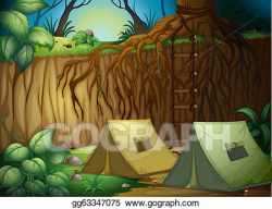 EPS Vector - Tents for camping in forest. Stock Clipart ...