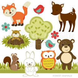 Forest Friends Cute Digital Clipart - Commercial Use OK ...