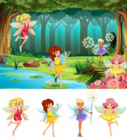 A fairytale forest scene Vector | Free Download
