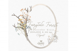 Fairy Tale Forest - Rustic Watercolor Floral Frames, Clipart
